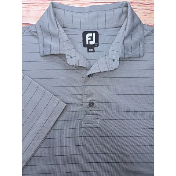 FOOTJOY FJ Men's Gray Striped Golf Polo Large - Picture 4 of 8